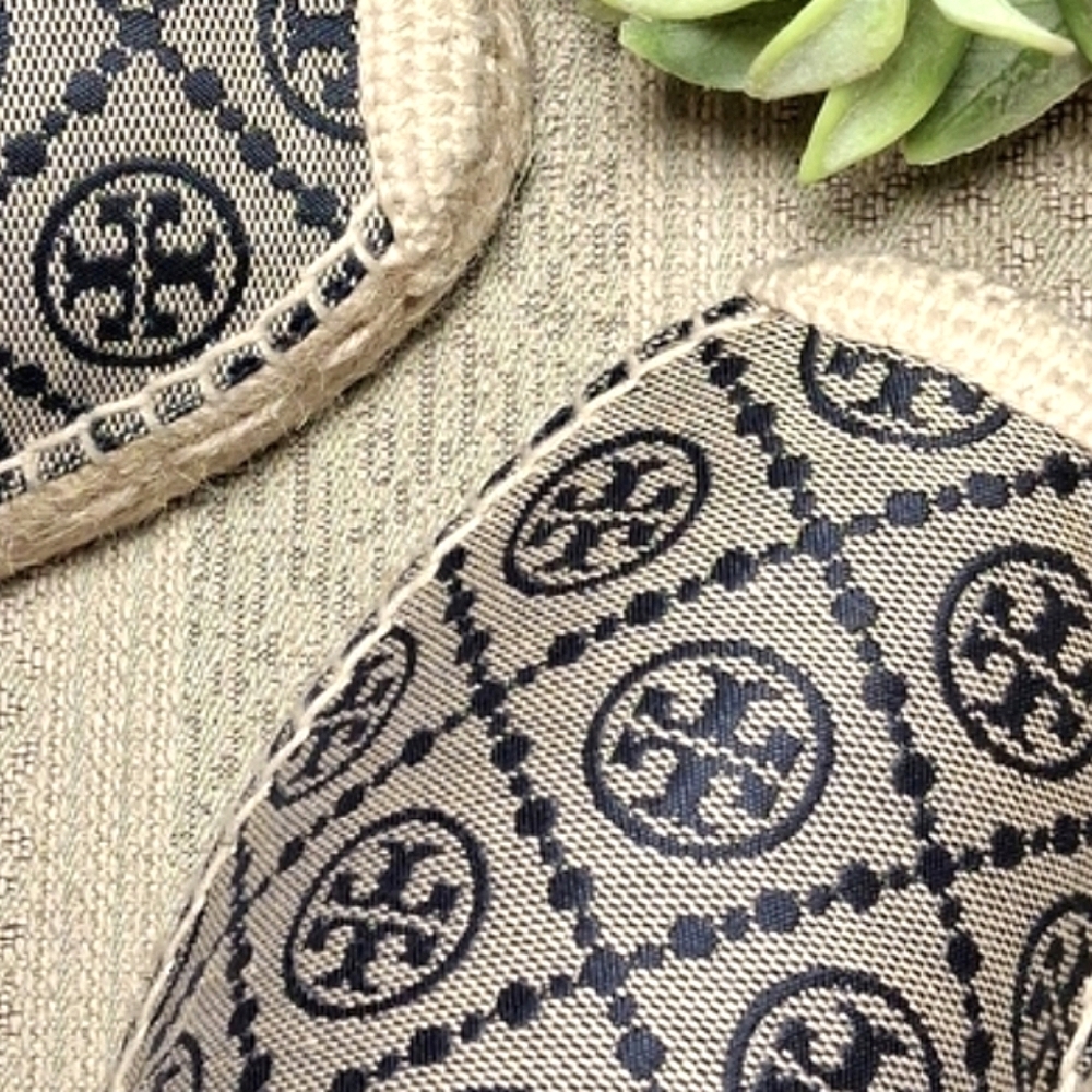 Tory Burch Beige and Black Logo Espadrilles - Picture 2 of 16